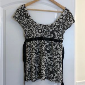 Anthropology black/white pheasant top